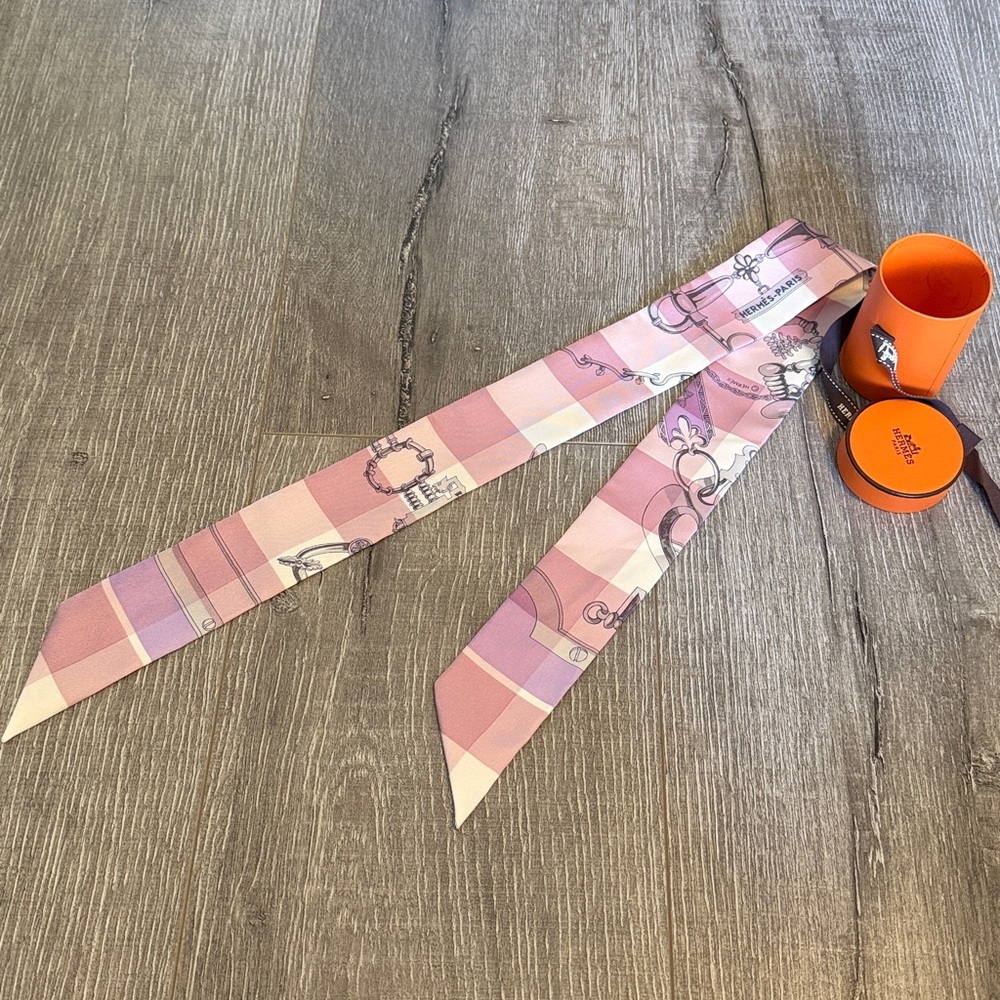 Hermes Pink and Purple Silk Twilly Scarf